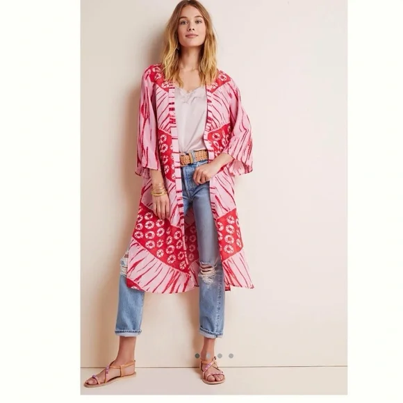 Anthro Bl-nk London tie dye Lia Shibori Kimono OS - Picture 1 of 9
